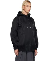 Sacai ブラック ナイロンツイル＆メルトンウール ブルゾンジャケット