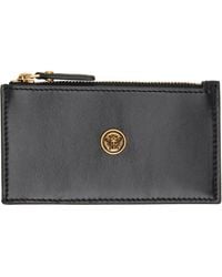 Versace - Emblème Leather Zip Card Holder - Lyst