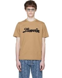 Lanvin - T-Shirt Brun Clair À Appliqué À Logo - Lyst