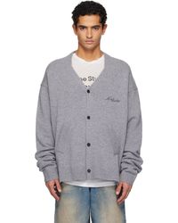 Acne Studios - Cardigan Gris À Col V En Laine - Lyst