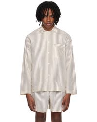 Tekla - Chemise de pyjama à manches longues brun et blanc cassé - Lyst