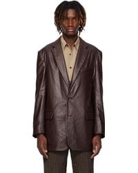 Dries Van Noten - Burgundy Coated Blazer - Lyst