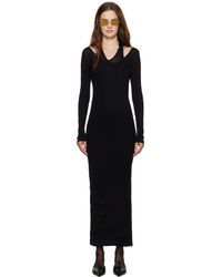 Jean Paul Gaultier - Robe Midi Étagée Noire En Tricot Côtelé À Ferrure De Style Perçage - Lyst