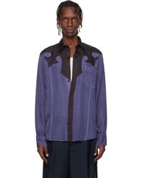 Toga Virilis - Chemise Mauve Et Noir En Cupro À Rayures - Lyst