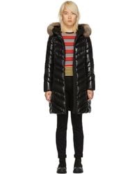 Moncler Black Down And Fur Fulmar Coat