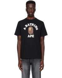 A Bathing Ape - T-shirt noir à logo de style collégial - Lyst