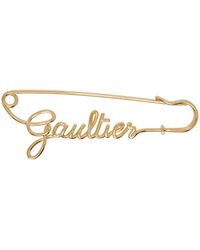 Jean Paul Gaultier - Broche dorée à logo - Lyst