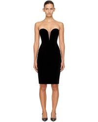 Tom Ford - Strapless Velvet Cocktail Midi Dress - Lyst
