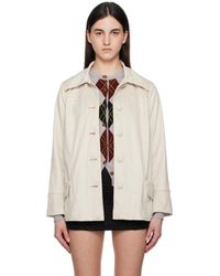Anna Sui - Manteau Blanc Cassé En Suède Synthétique À Boutons - Lyst
