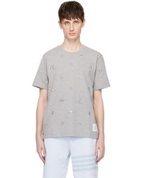 Thom Browne - Gray Embroidered T-shirt - Lyst
