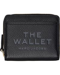 Marc Jacobs - Mini portefeuille compact 'the wallet' noir en cuir - Lyst