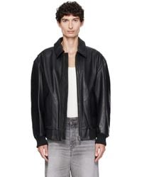 BOSS - Washed Aviator Leather Jacket - Lyst