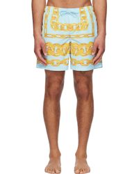 Versace - ブルー＆イエロー メドゥーサ チェーン スイムショーツ - Lyst