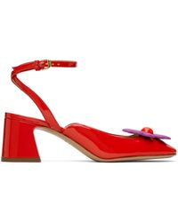 Moschino - Chaussures à talon bottier rouges à appliqué graphique - Lyst