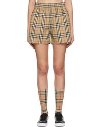 Burberry - Beige Check Audrey Shorts - Lyst
