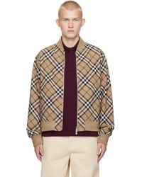 Burberry - Check Wool Blend Harrington Bomber Jacket - Lyst
