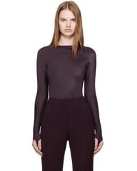 Mugler - Burgundy Shoulder Logo Bodysuit - Lyst