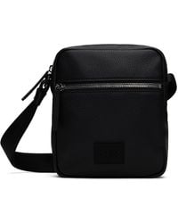 HUGO - Black Faux-leather Reporter Logo Patch Bag - Lyst