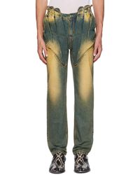 JUNTAE KIM - Jean Bleu À Panneau De Style Corset À Fronces - Lyst