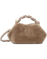 Ganni - Taupe Fluffy Small Bou Bag - Lyst