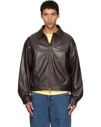 Dime - Blouson Matelassé Brun En Cuir Synthétique À Panneaux Ondulés - Lyst