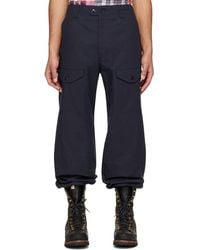 Engineered Garments - Enginee garments pantalon cargo bleu marine à cordon coulissant - Lyst
