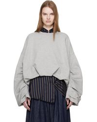 Dries Van Noten - Pull Molletonné Drapé Gris - Lyst
