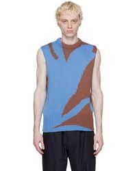 Jil Sander - Blue Intarsia Vest - Lyst