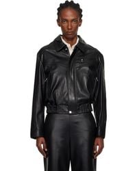 Nour Hammour - Clint Cropped Leather Bomber Jacket - Lyst