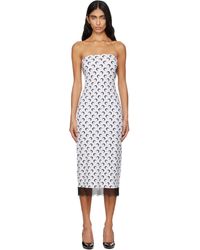 Marine Serre - Robe Midi Blanche En Jersey Recyclé À Motif À Logos Et À Haut De Style Bustier - Lyst