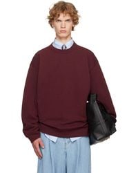 Dries Van Noten - Burgundy Oversized Cotton Sweatshirt - Lyst