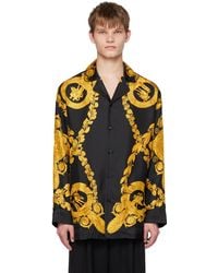 Versace - Black Maschera Baroque Pyjama Shirt - Lyst