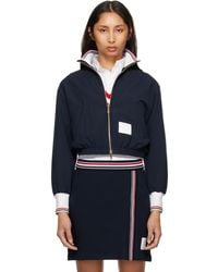 Thom Browne - Wool Seersucker Zip Up Track Jacket - Lyst