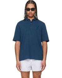 Ami Paris - Cotton Ami De Coeur Knitted Patch Polo - Lyst