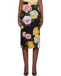 Dolce & Gabbana - Peony & Rose-Print Midi Skirt - Lyst