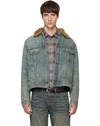 Acne Studios - Fur Collar Denim Jacket - Lyst