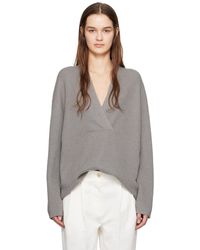 Totême - Toteme Gray V-neck Sweater - Lyst