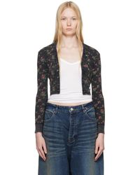 Alexander Wang - Floral-Print Waffle Knit Cardigan - Lyst