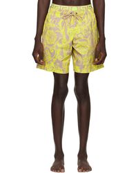 Versace - Yellow Barocco Stencil Swim Shorts - Lyst
