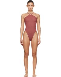 Hunza G - Burgundy Jasmine Tonal Hoop Swimsuit - Lyst