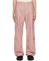 MSGM - Pink Cargo Pockets Faux-leather Trousers - Lyst