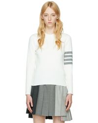 Thom Browne - White Cotton 4-bar Sweater - Lyst