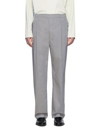 Lemaire Grey Poplin Pleated Drawstring Trousers - Gray