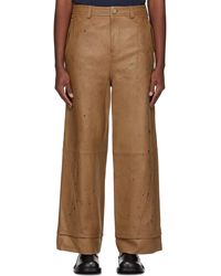 Adererror - Pantalon nord brun en cuir - Lyst