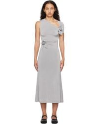 Sandy Liang - Floral Appliqué Asymmetric Midi Dress - Lyst