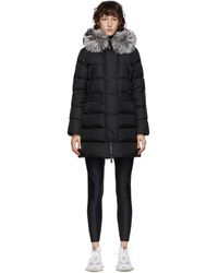 Moncler Black Down And Fur Aprhoti Coat