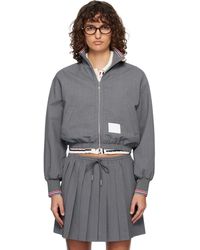 Thom Browne - Wool Seersucker Zip Up Track Jacket - Lyst