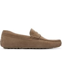 BOSS - Penny Trim Suede Loafers - Lyst