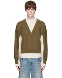 Egonlab - Khaki & Double V-Neck Sweater - Lyst