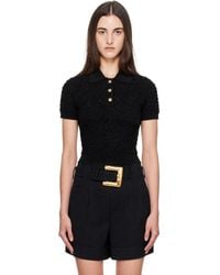 Balmain - Short Sleeves Buttoned Tweed Knit Polo - Lyst